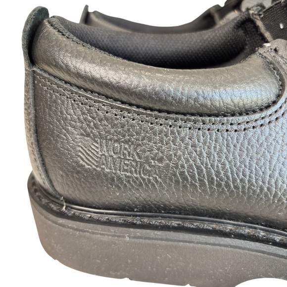 Work America Mens Work Shoe Slip-On Non-marking Size 11 E Black Leather 607965 main image 12